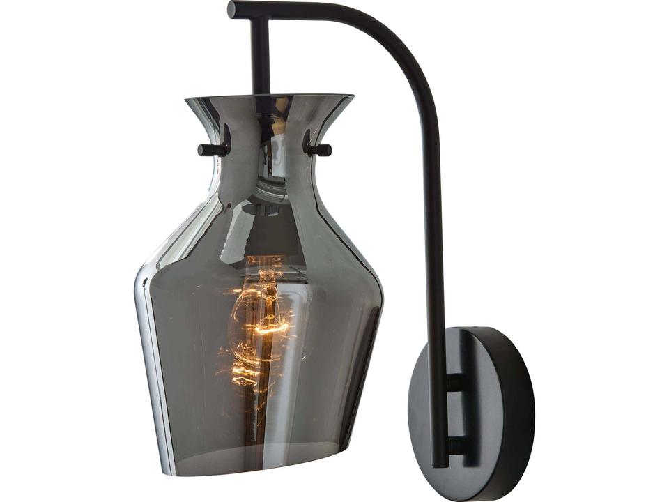 Tate Wall Sconce in Black with Mirrored Smoked Glass Shade