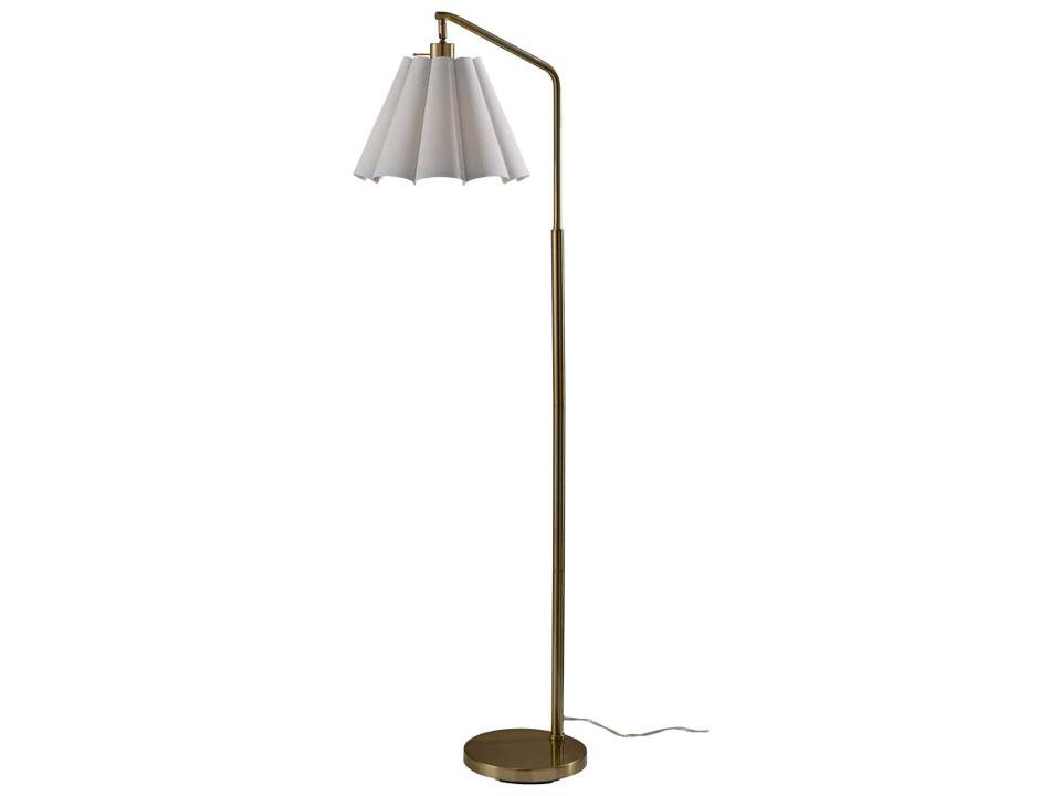Lyra Floor Lamp Antique Brass Scalloped White Shade