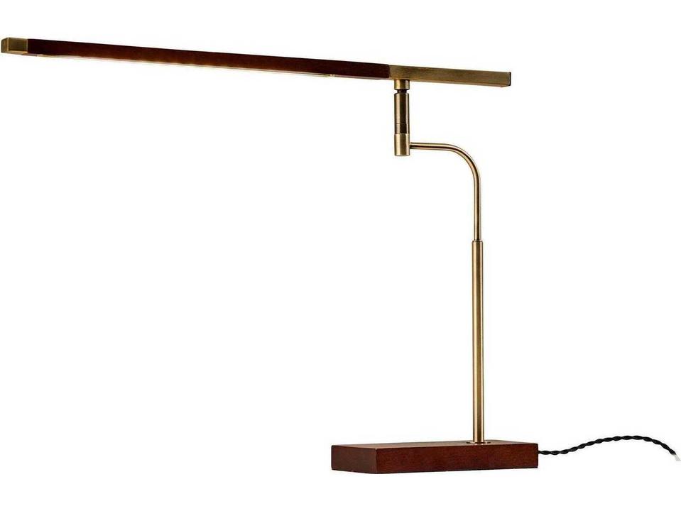 Barrett LED Desk Lamp in Walnut and Antique Brass