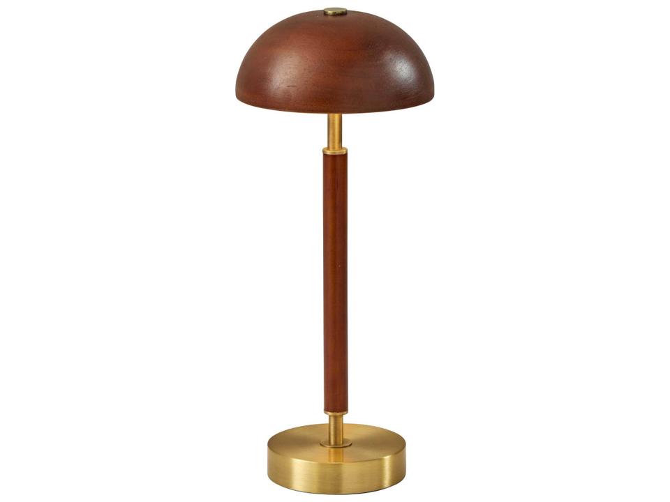 Ronny Cordless LED Table Lamp Antique Brass and Walnut Wood