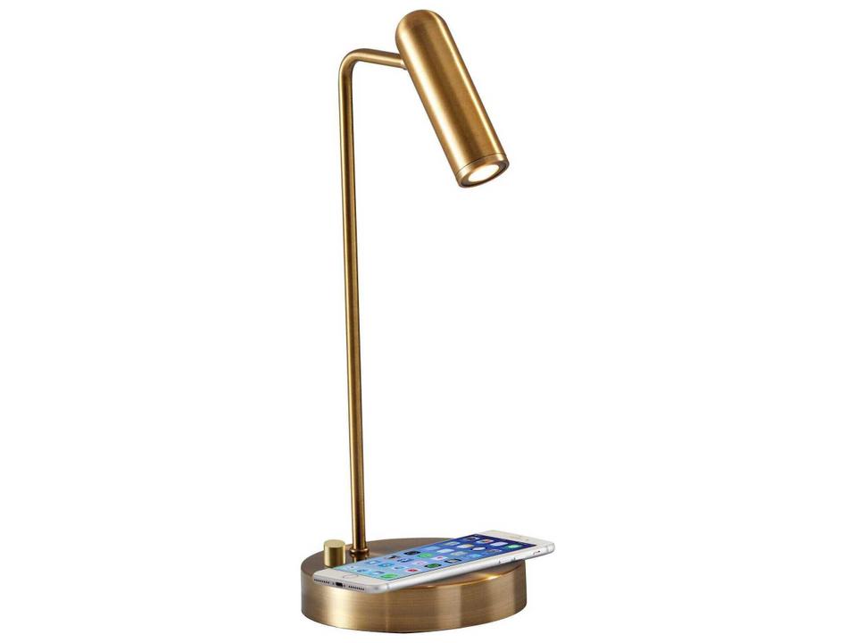 Kaye LED Desk Lamp with Wireless Charging Antique Brass