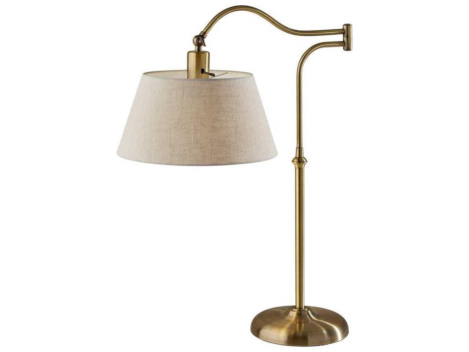 Rodeo Antique Brass Cream Textured Fabric Buffet Lamp