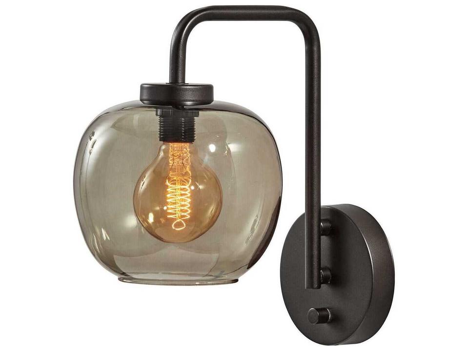 Ashton 1-Light Wall Sconce with Smoked Glass Shade in Matte Black