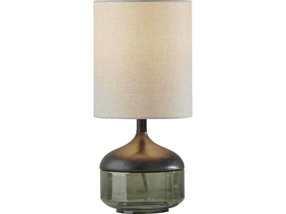 Marina Table Lamp Contemporary Black Rubberwood Smoked Glass