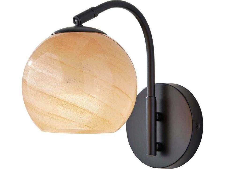 Nolan Wall Sconce with Adjustable Glass Globe in Black Metal