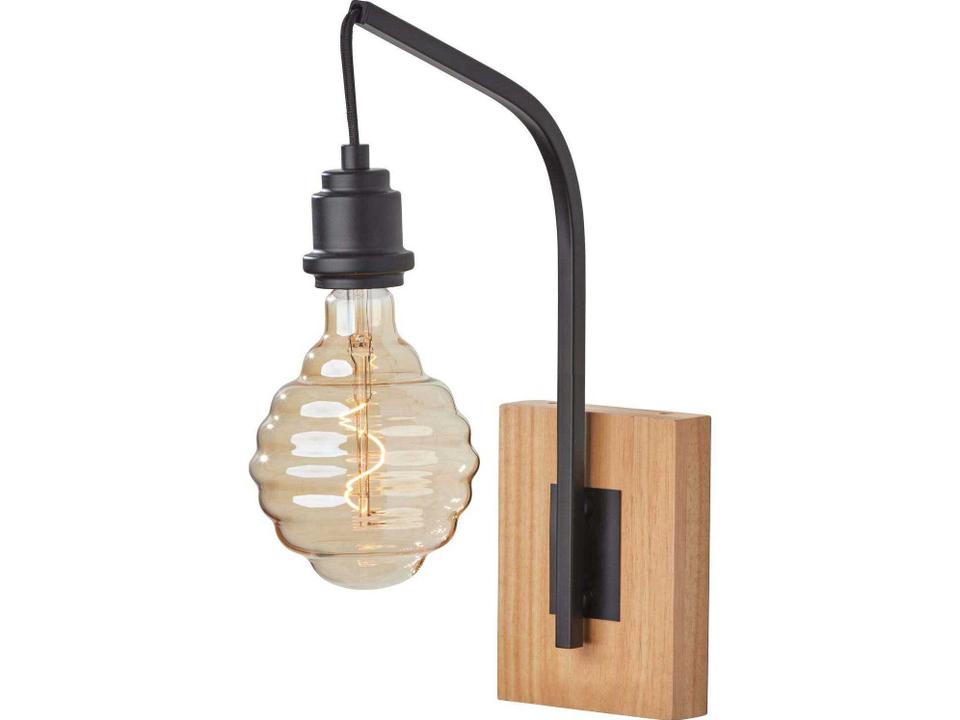 Wren Wall Lamp Natural Wood and Black Finish