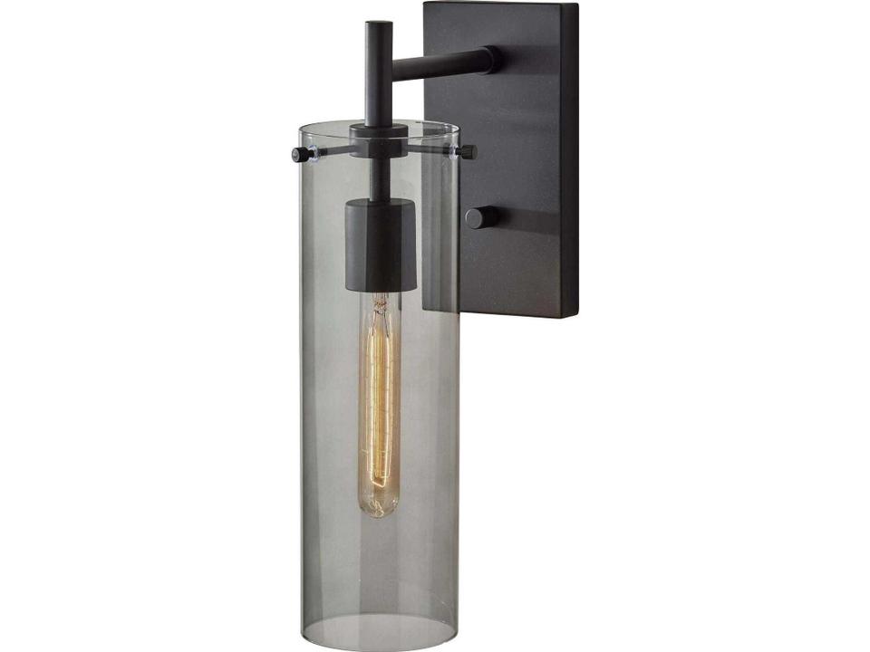 Dalton 1-Light Wall Sconce with Smoked Glass Shade in Black