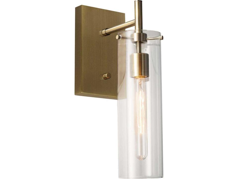 Dalton 1-Light Antique Brass Wall Sconce with Clear Glass Shade