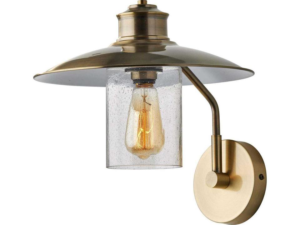 Kieran 1-Light Wall Sconce in Antique Brass with Seeded Glass