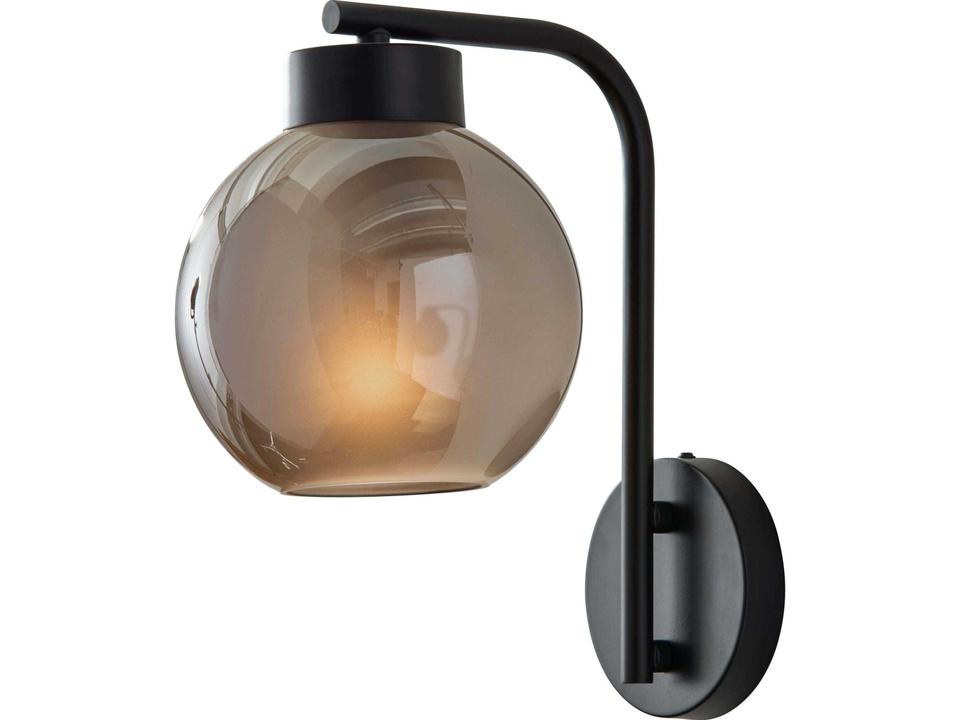 Atticus Wall Sconce in Black with Smoked Glosted Glass Shade