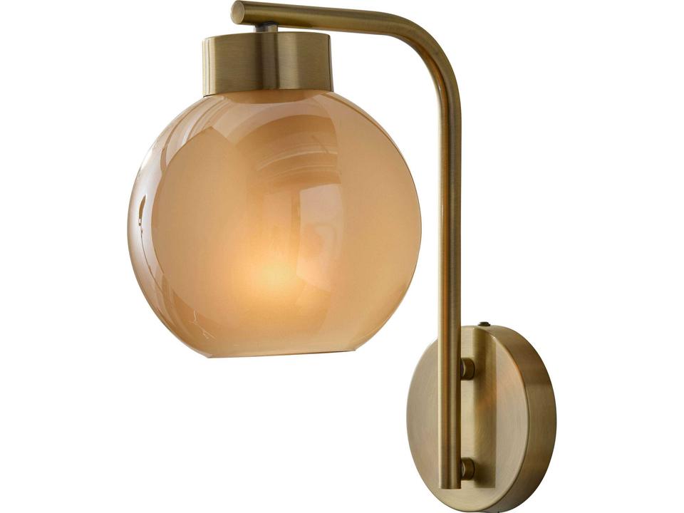 Atticus Wall Sconce with Amber Glosted Glass Shade Antique Brass Finish