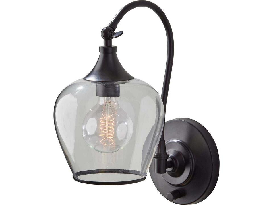 Bradford 1-Light Wall Sconce in Dark Bronze with Clear Glass Shade