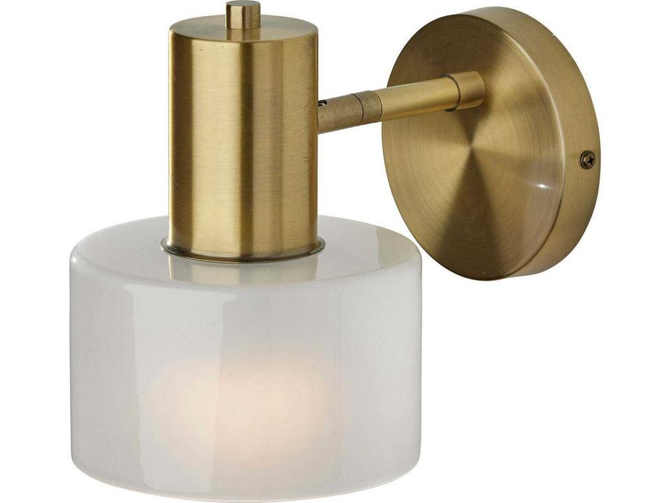 Rhodes Wall Sconce in Antique Brass with White Glass Shade