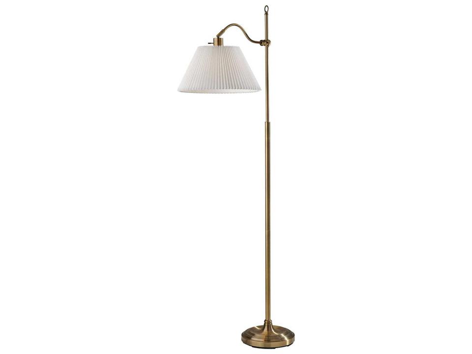 Derby Floor Lamp Antique Brass White Pleated Shade