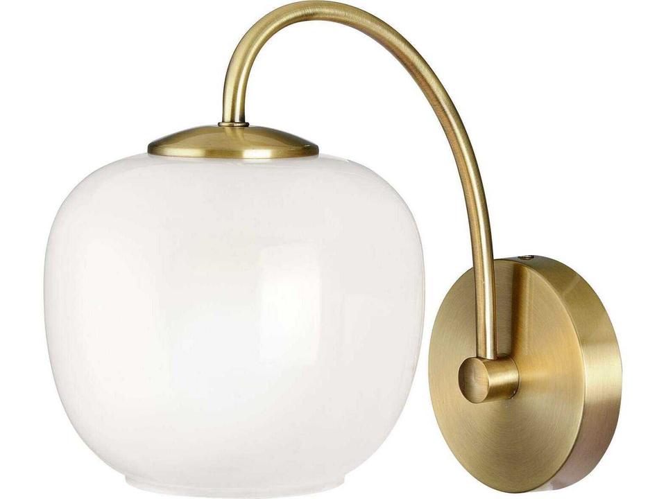 Magnolia Wall Lamp Antique Brass with White Glass Shade
