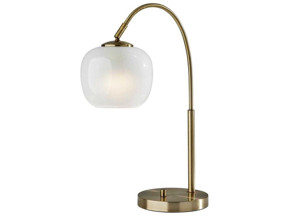 Magnolia Antique Brass Table Lamp with White Glass Shade