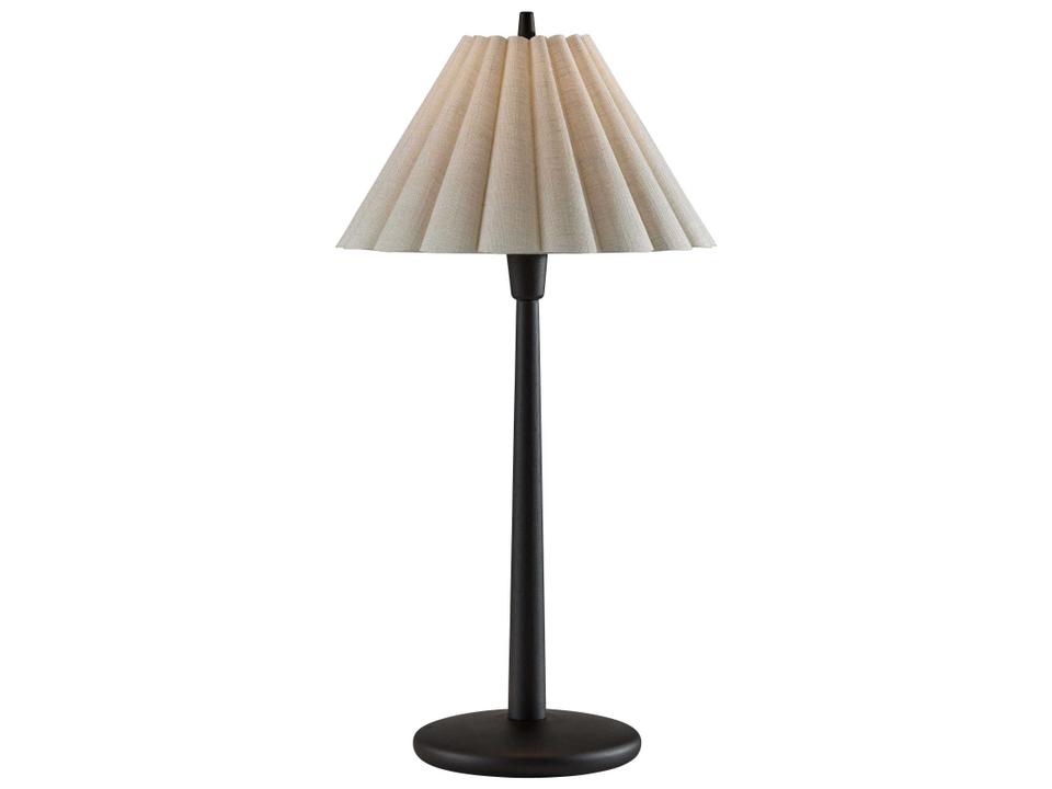 Scallop Table Lamp Black Wood with Textured Cream Shade