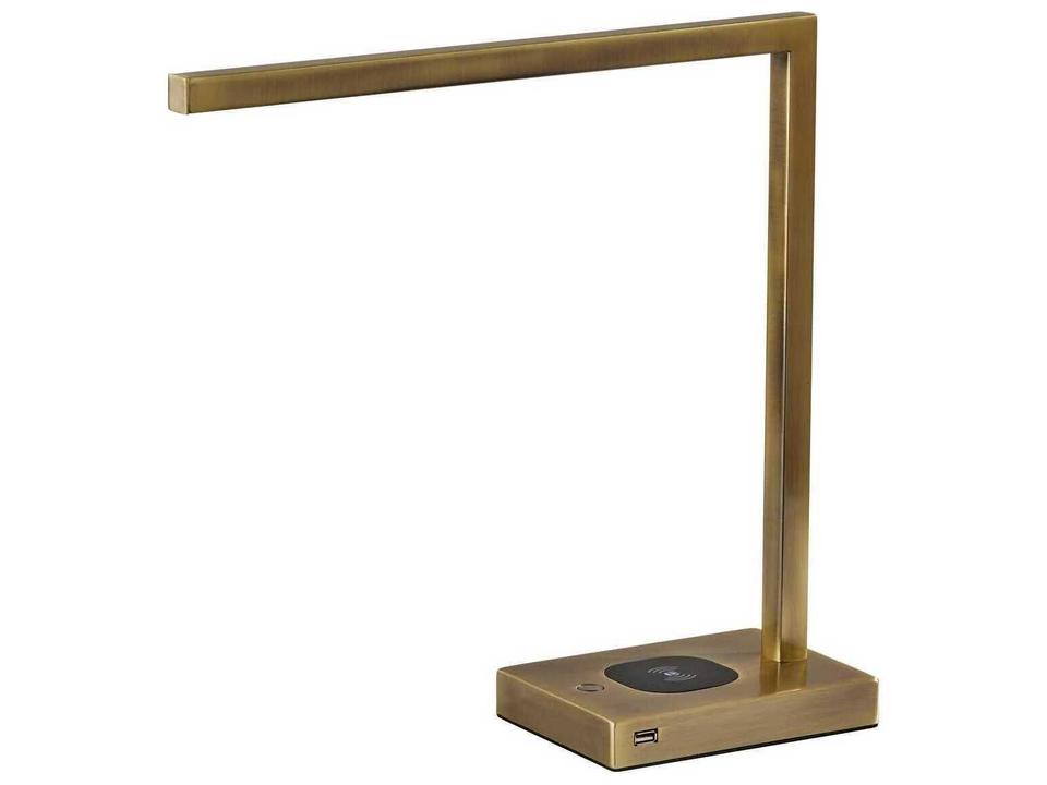 Aidan Desk Lamp with Wireless Charging in Antique Brass