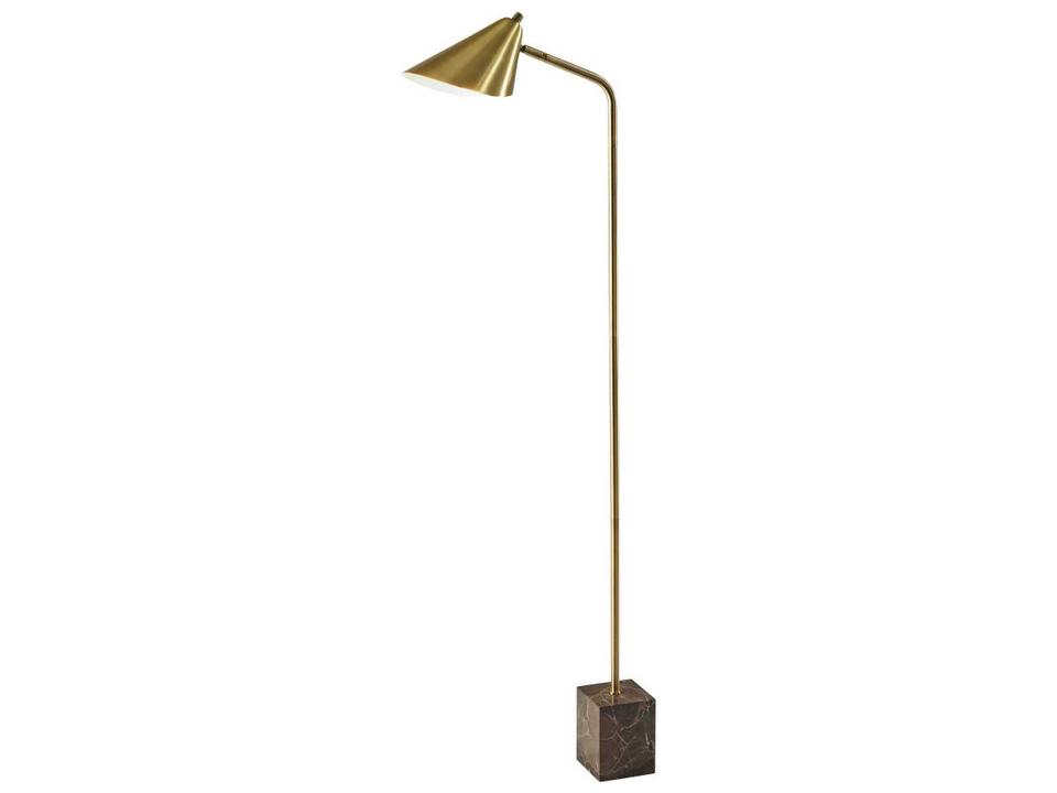 Hawthorne Floor Lamp Antique Brass Brown Marble