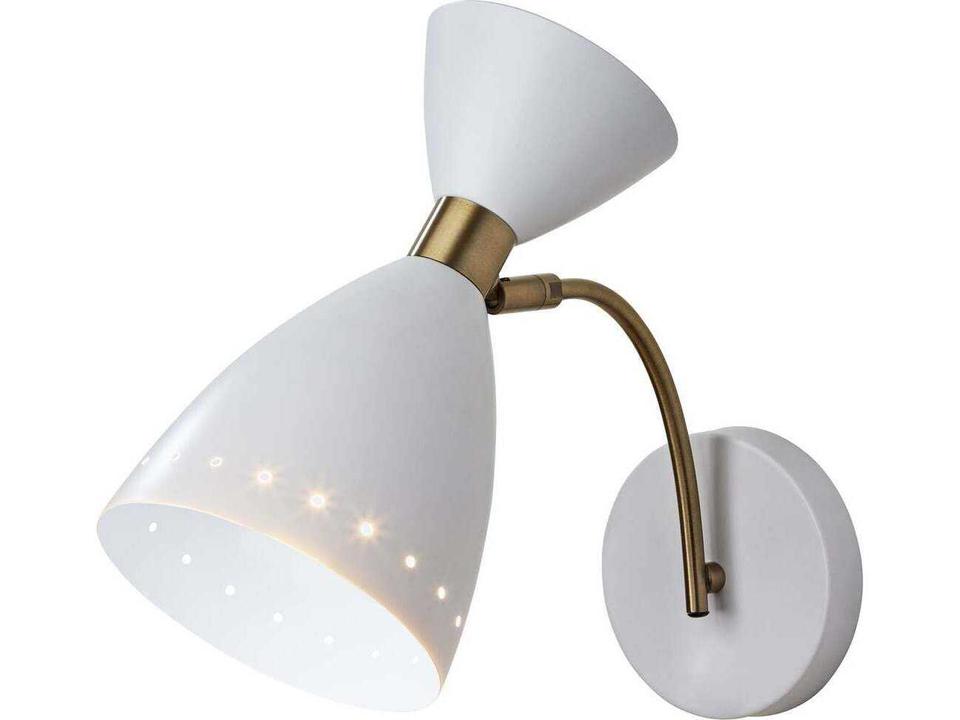 Oscar 1-Light Wall Sconce in White with Antique Brass Accents