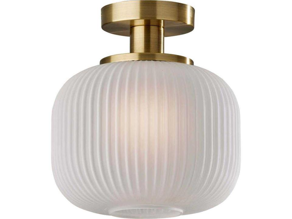 Hazel 1-Light Mid-Century Modern Flush Mount Ceiling Light in Antique Brass