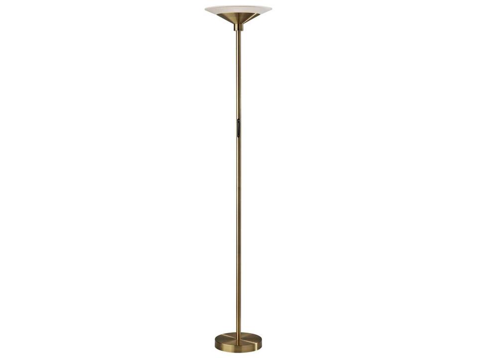 Solar LED Torchiere Floor Lamp in Antique Brass