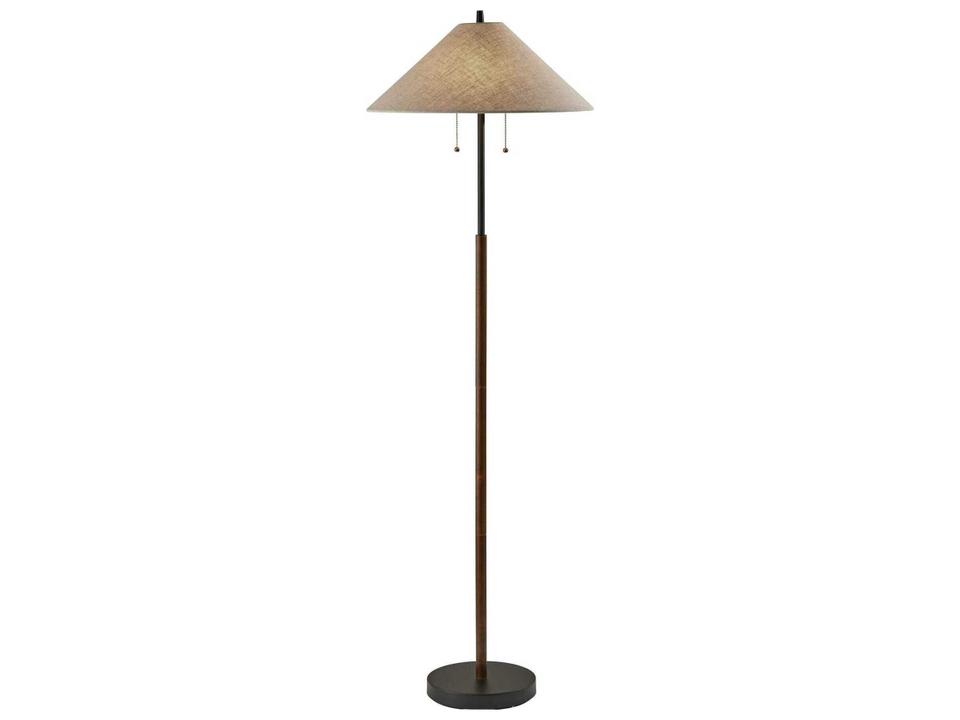 Palmer Floor Lamp Black Walnut Wood Dual Pull Chain