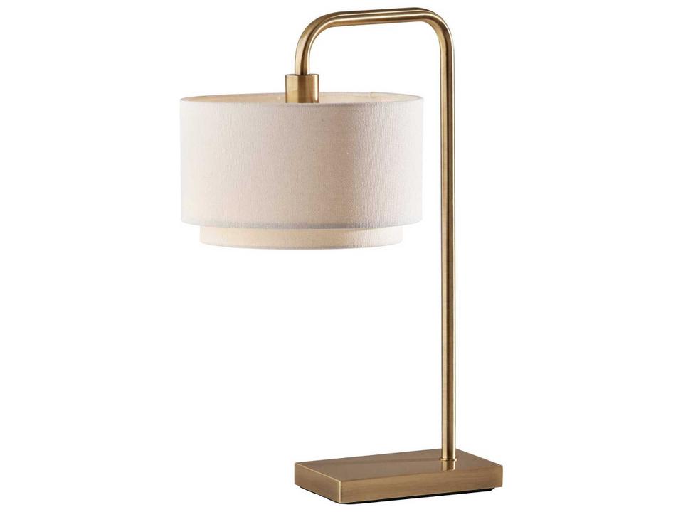 Brinkley Table Lamp in Antique Brass with Tiered Fabric Shade