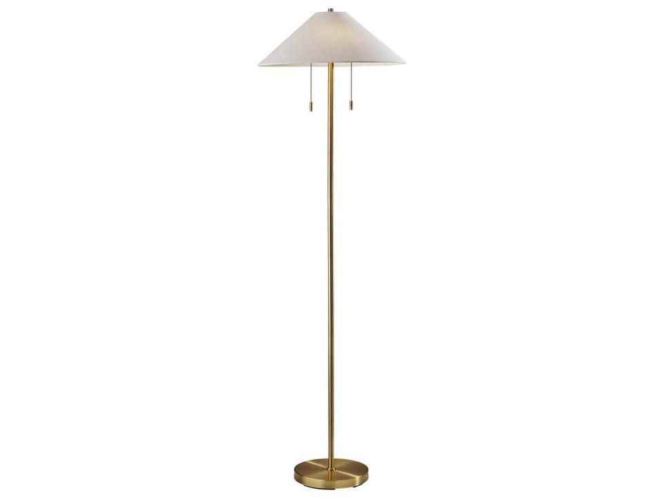 Claremont Floor Lamp Antique Brass with Tapered Shade