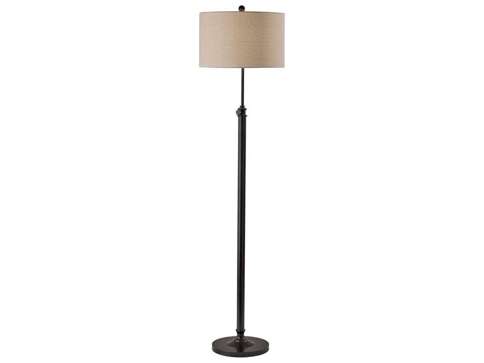 Barton Adjustable Floor Lamp Antique Bronze Oatmeal Linen Shade