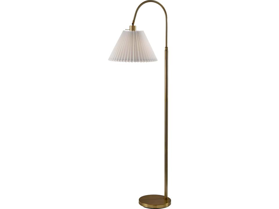 Floor Lamp Thalia Antique Brass White Pleated Shade