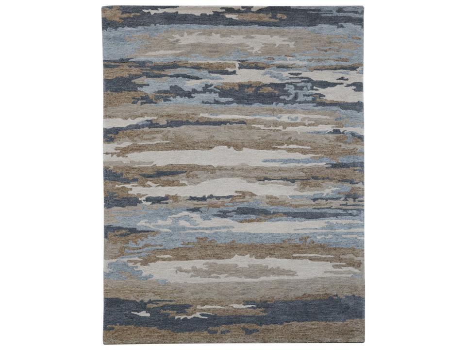 Abstract Collection Hand-Tufted Wool Blend Area Rug in Water Blue