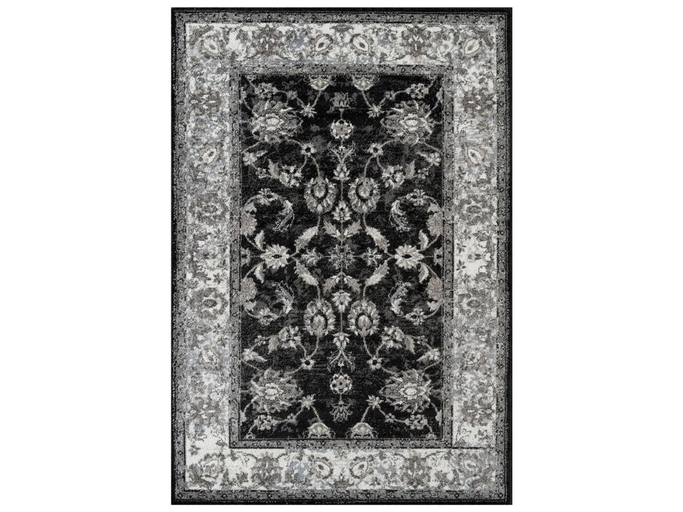 Alexandria Power-Loomed Area Rug in Black Ivory