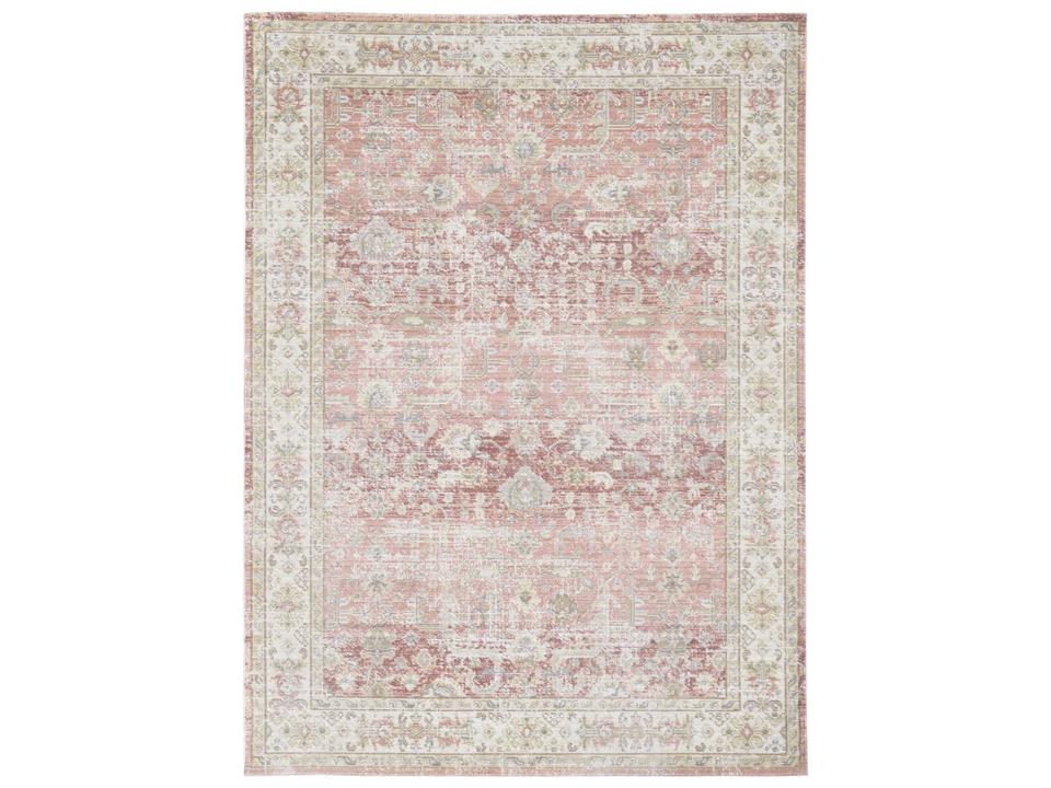 Century Vintage Overdyed Area Rug in Salmon Pink and Ivory