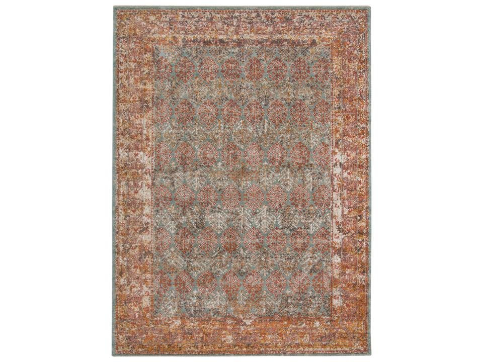 Eternal Power-Loomed Area Rug Vintage Bordered Polypropylene in Turquoise