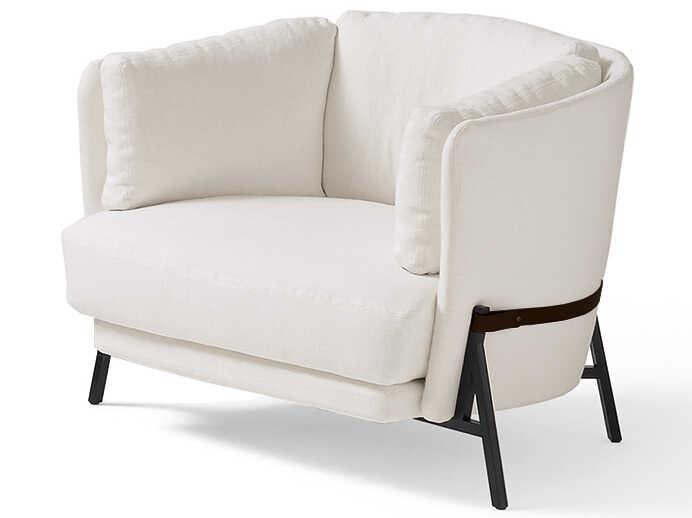 Cradle 3830 Accent Armchair by Neri&Hu in Fabric with Triangular Metal Frame
