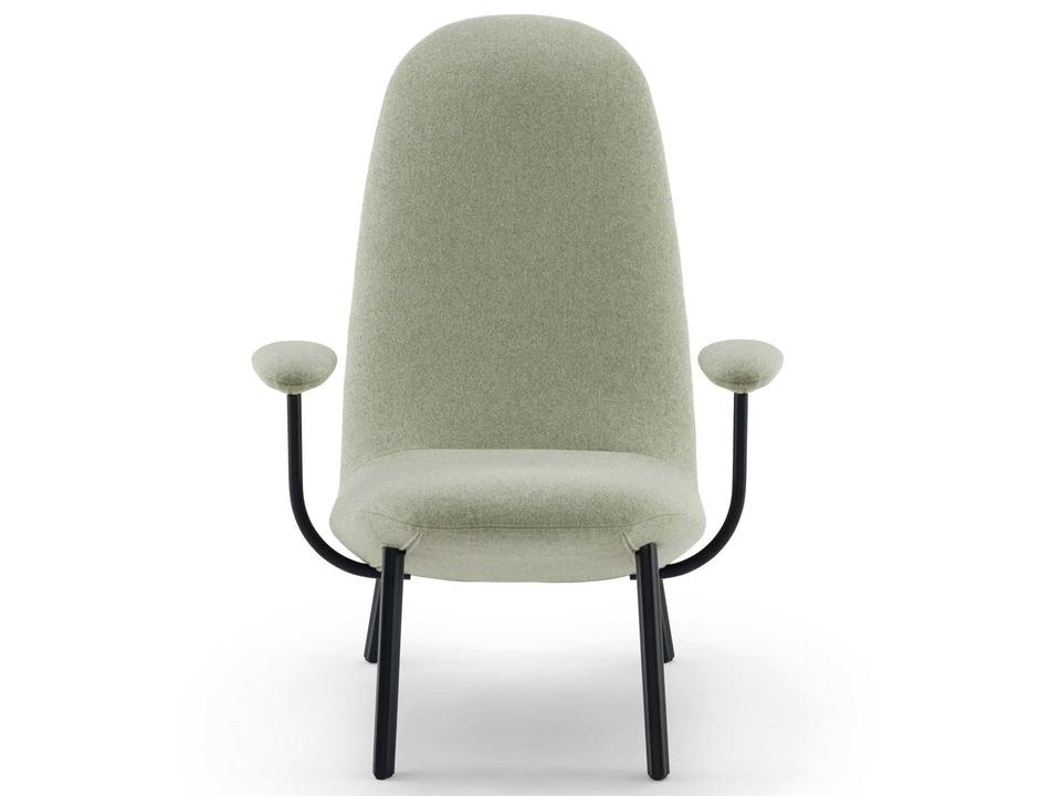 Elettra Upholstered Accent Chair in Black Lacquered Metal