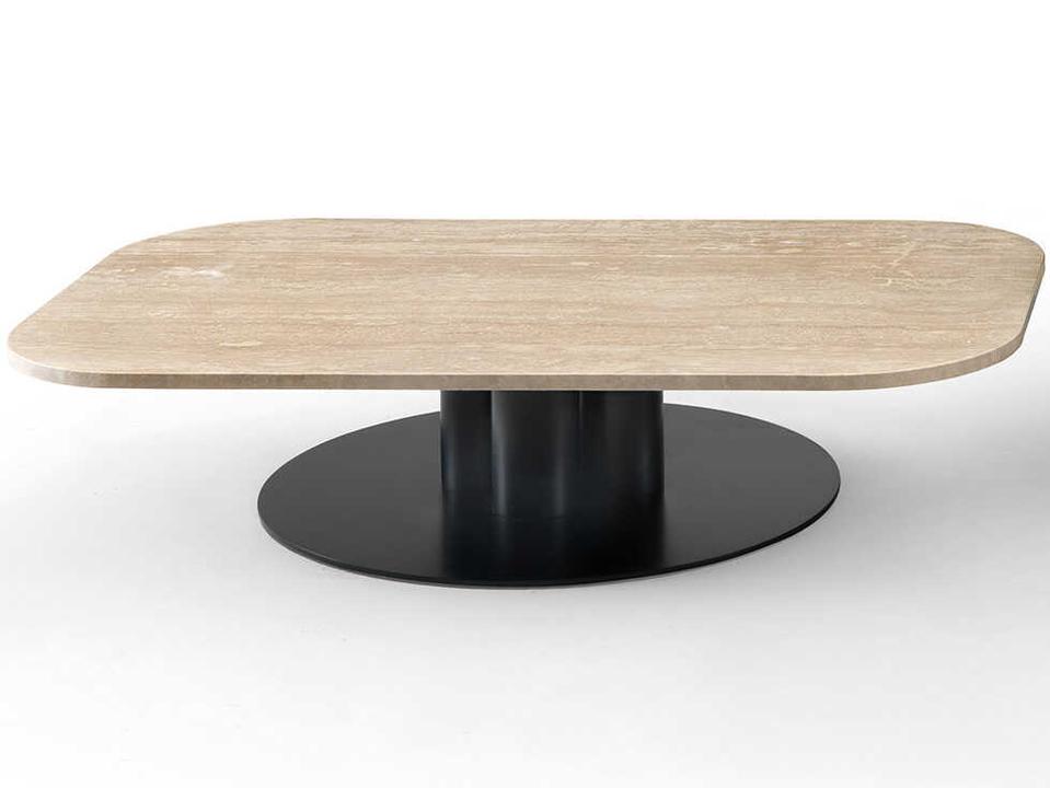 Goya Rectangular Marble Coffee Table with Lacquered Metal Base