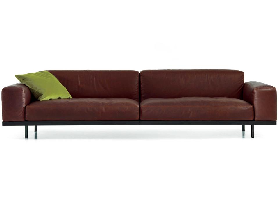 Naviglio 4-Seat Upholstered Sofa in Wenge and Fabric