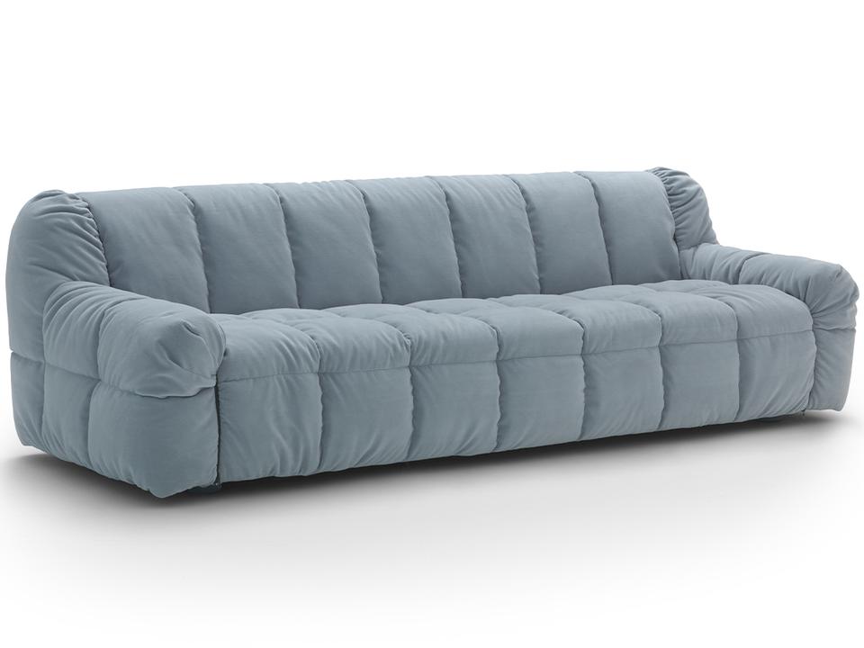 Strips 77 3-Seat Fabric Sofa with Removable Quilted Cover