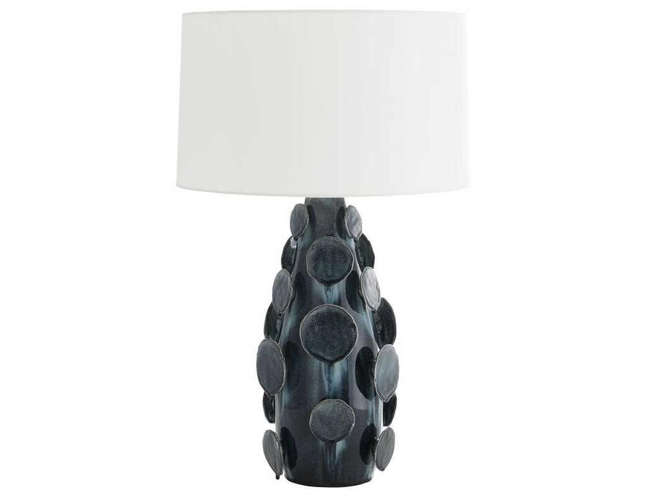 Laguna 1-Light Ocean Reactive Ceramic Table Lamp with Off-White Shade
