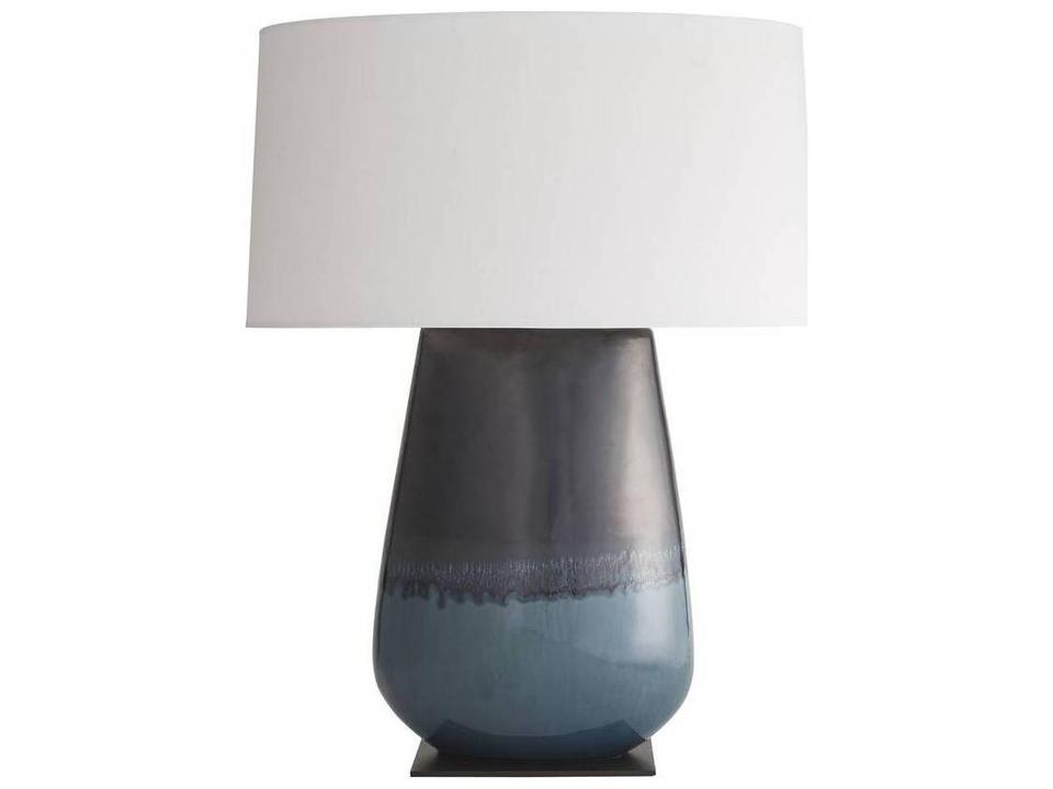 Deagan Ceramic Table Lamp in Gunmetal and Teal Reactive