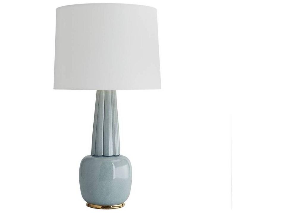 Arlington 1-Light Table Lamp in Celadon and Gold with Off-White Shade