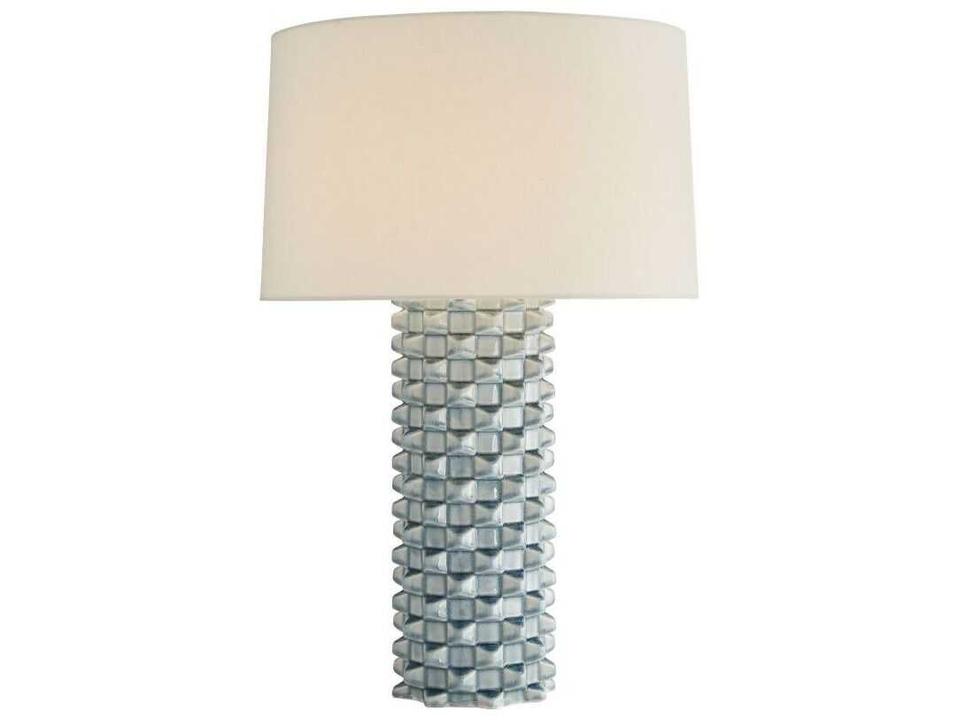 Ari Table Lamp Celadon Crackle Porcelain with Light Gray Shade