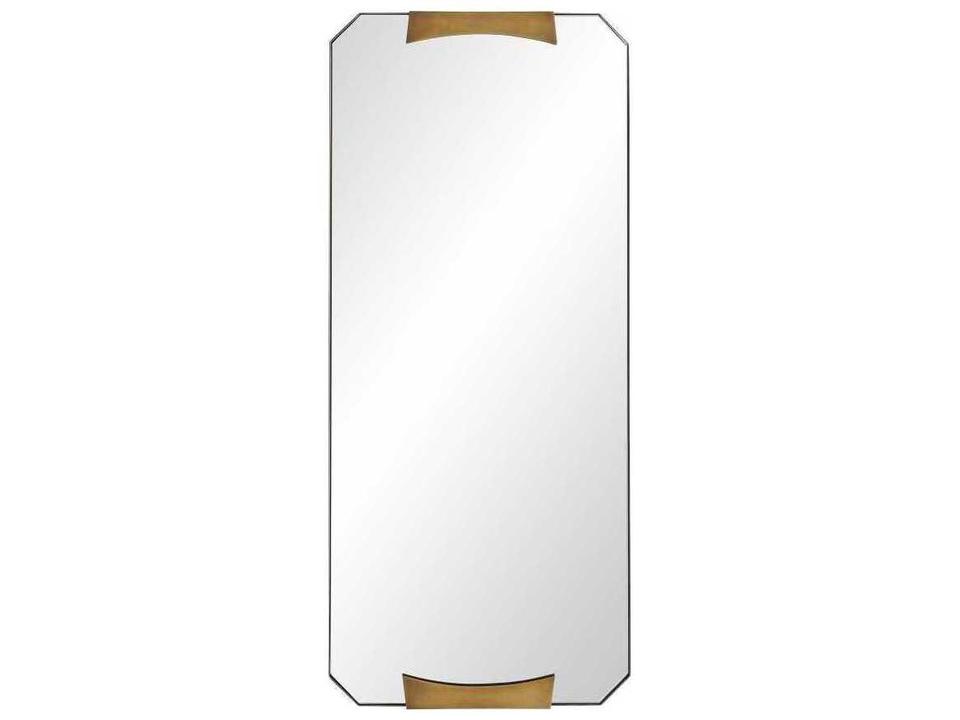 Kris Rectangular Wall Mirror Antique Brass Blackened Iron