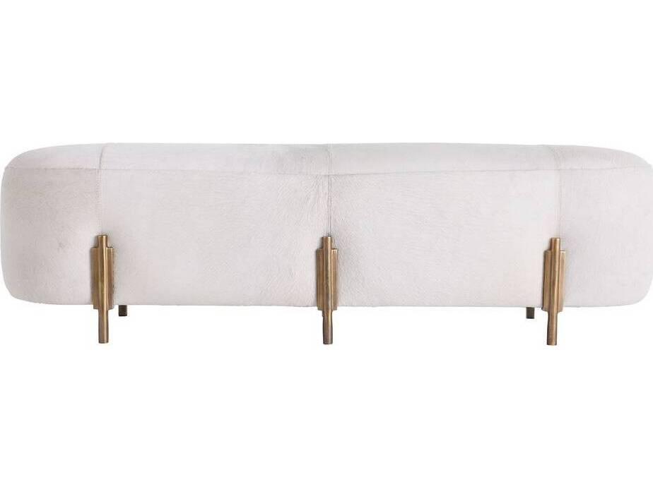 Justin Upholstered Accent Bench White Hair On Hide Antique Brass