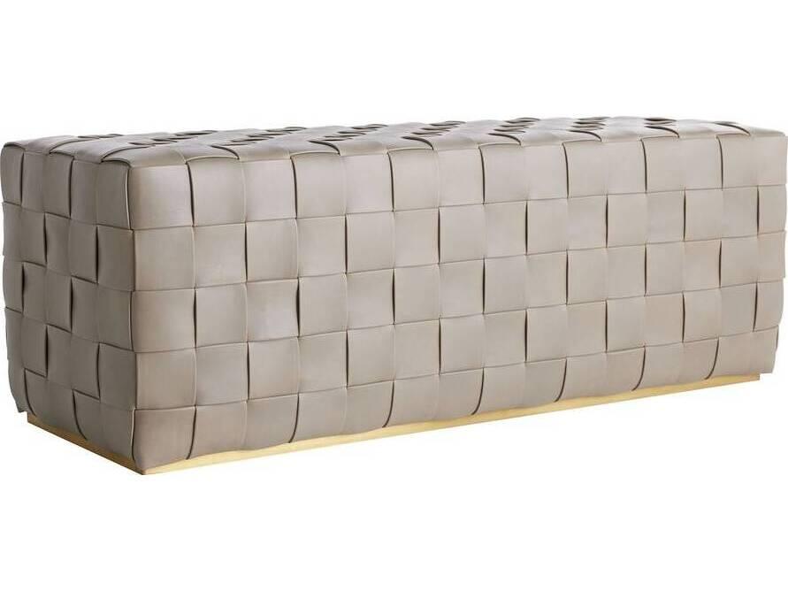 Lakewood Woven Leather Bench with Antique Brass Base