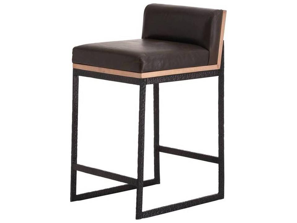 Marmont Counter Stool Ore Leather Blackened Iron