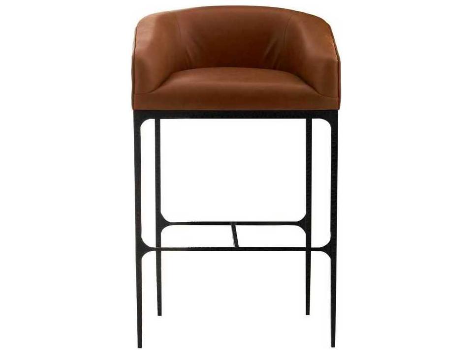 Osbourne Russet Blackened Iron Leather Bar Stool