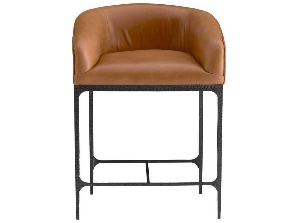 Osbourne Russet Blackened Iron Leather Counter Stool